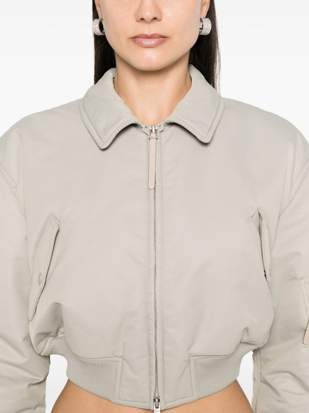 Shop Acne Studios Cropped Padded Bomber Jacket In Grey