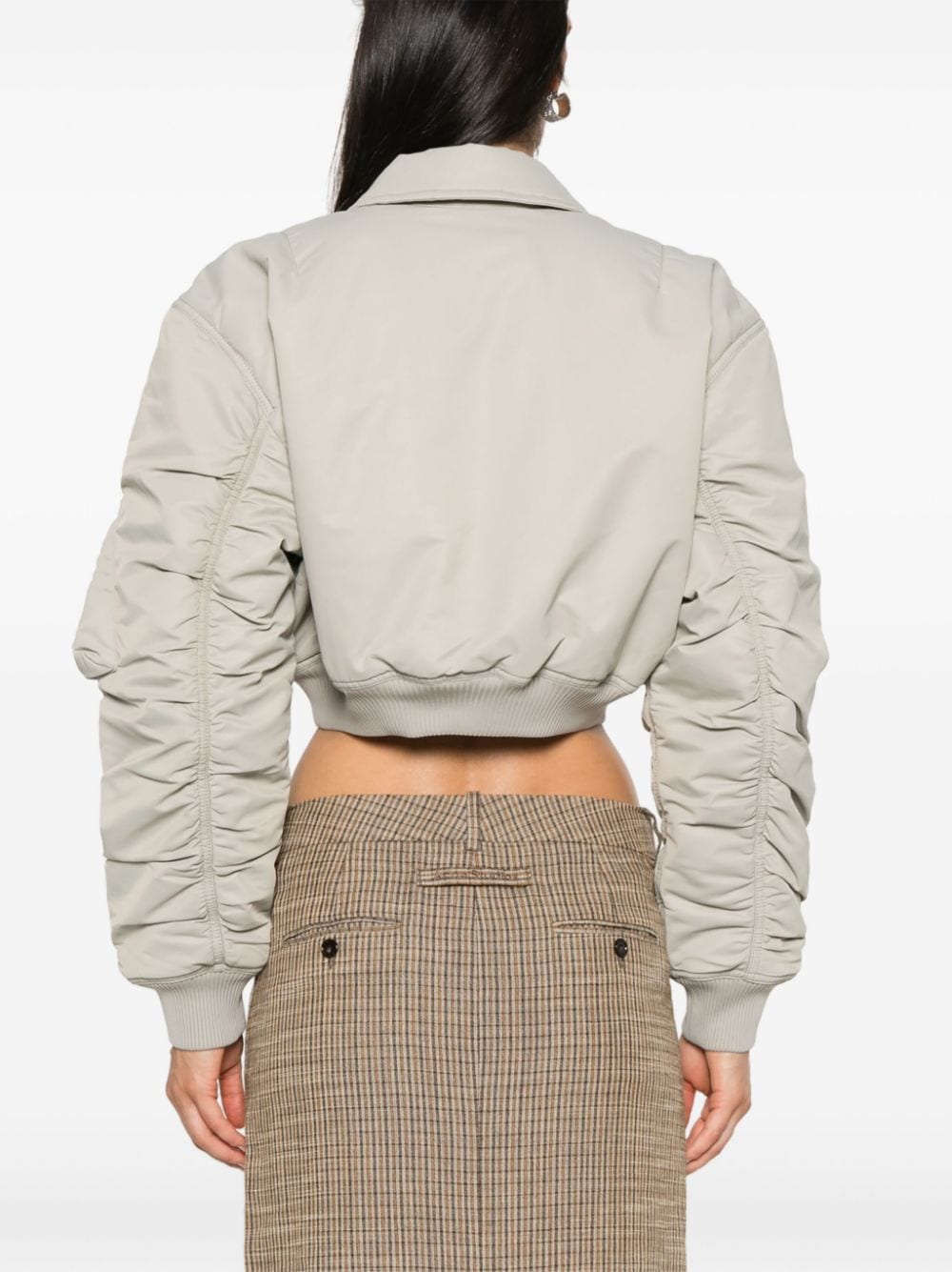 Shop Acne Studios Cropped Padded Bomber Jacket In Grey