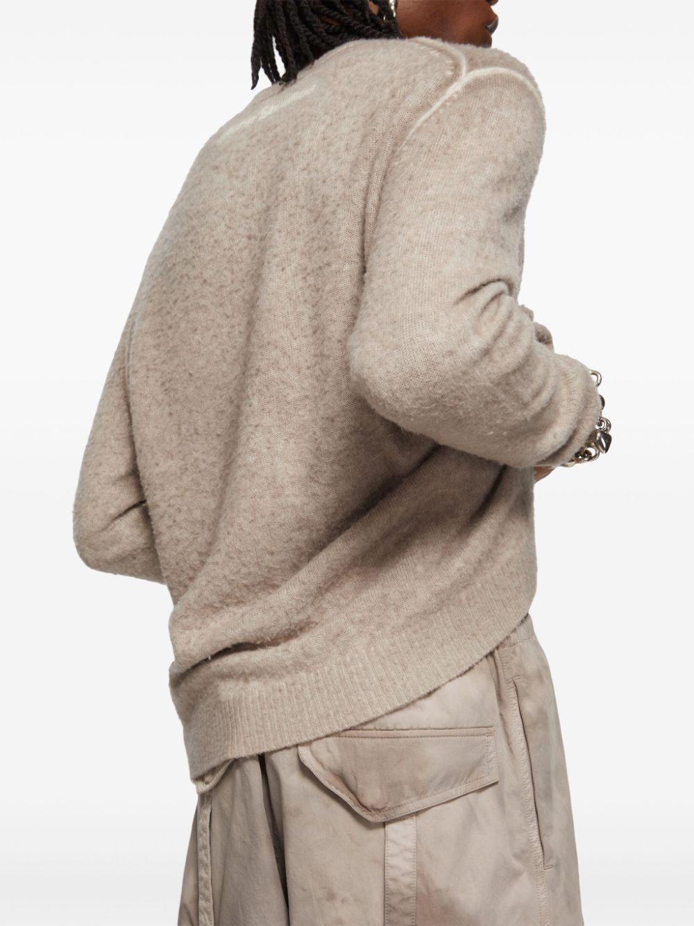 Shop Acne Studios Printed Crew-neck Jumper In Neutrals