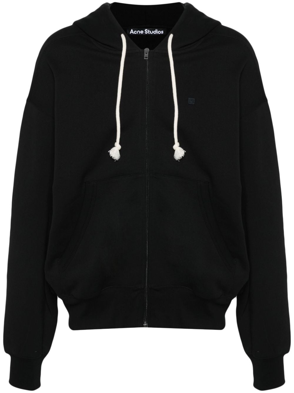 Shop Acne Studios Organic Cotton Zip-up Hoodie In Black