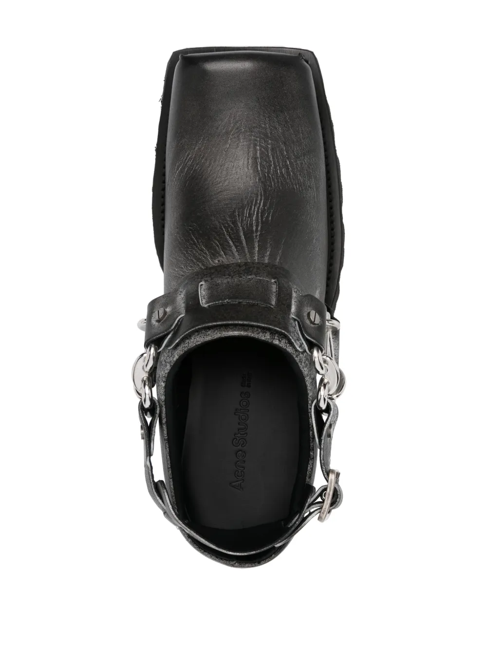 Acne Studios 45 mm leren harnas muiltjes Zwart