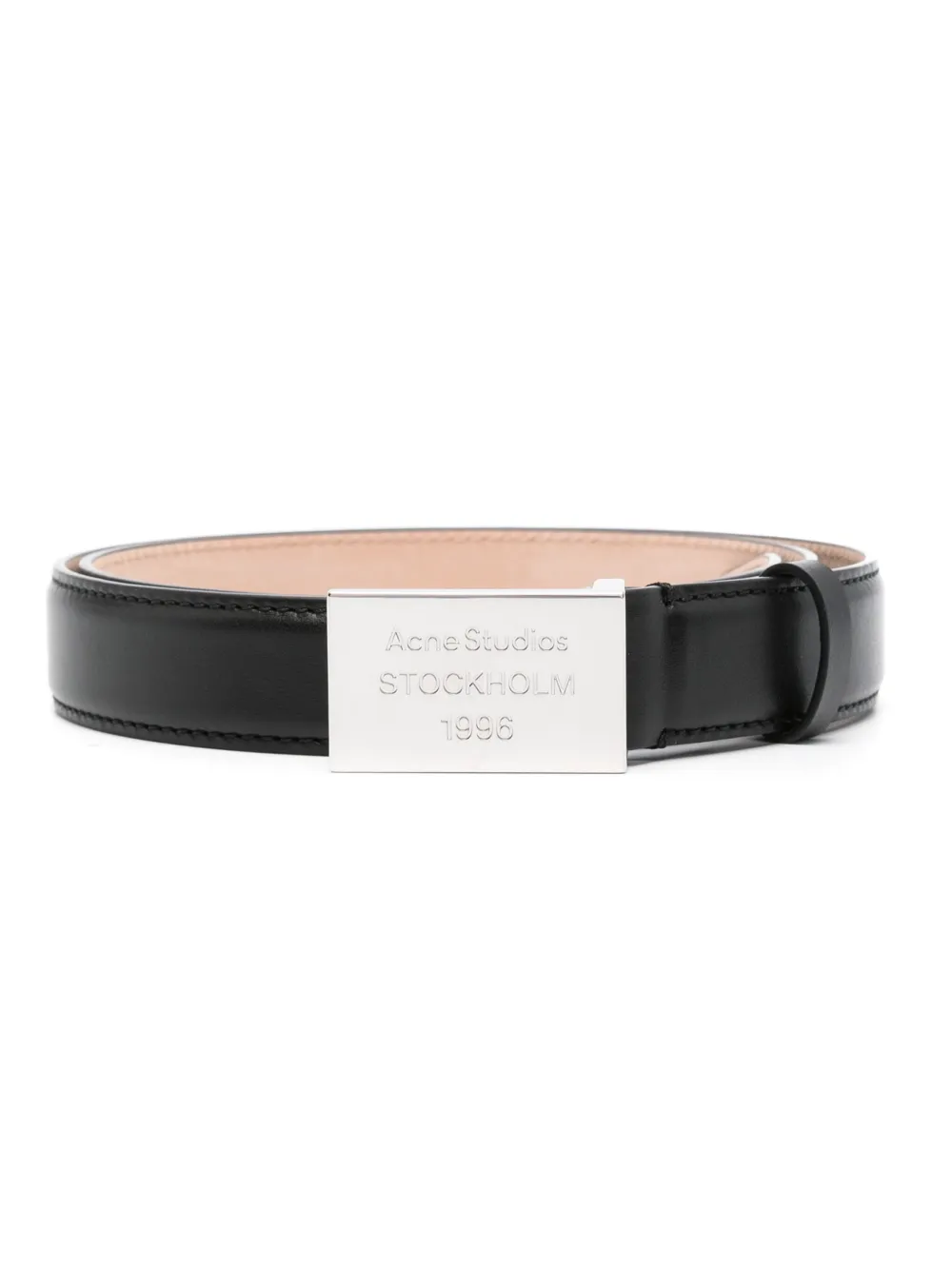 Acne Studios Logo-engraved Leather Belt In 黑色