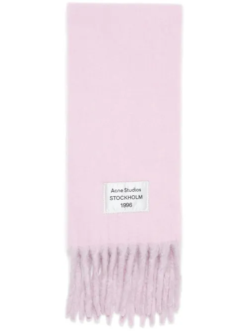Écharpe frangée à étiquette logo - Acne Studios - Modalova