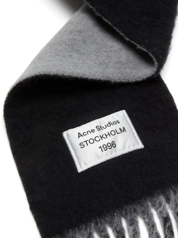 Acne Studios Fringed Logo Scarf | Black | FARFETCH ZA