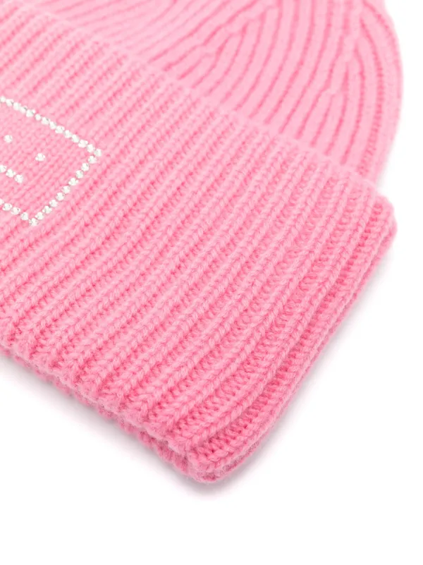 Acne Studios face applique Beanie Pink FARFETCH AO