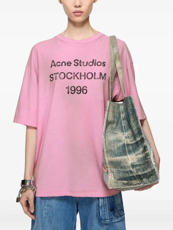 Acne Studios logo-print Distressed T-shirt | Pink | FARFETCH JO Acne Studios logo-print Distressed T-shirt | Pink | FARFETCH JO