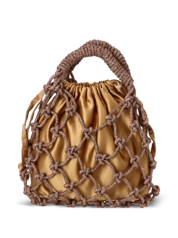 Kurt Geiger London Rhinestone Macramé Tote Bag | Brown
