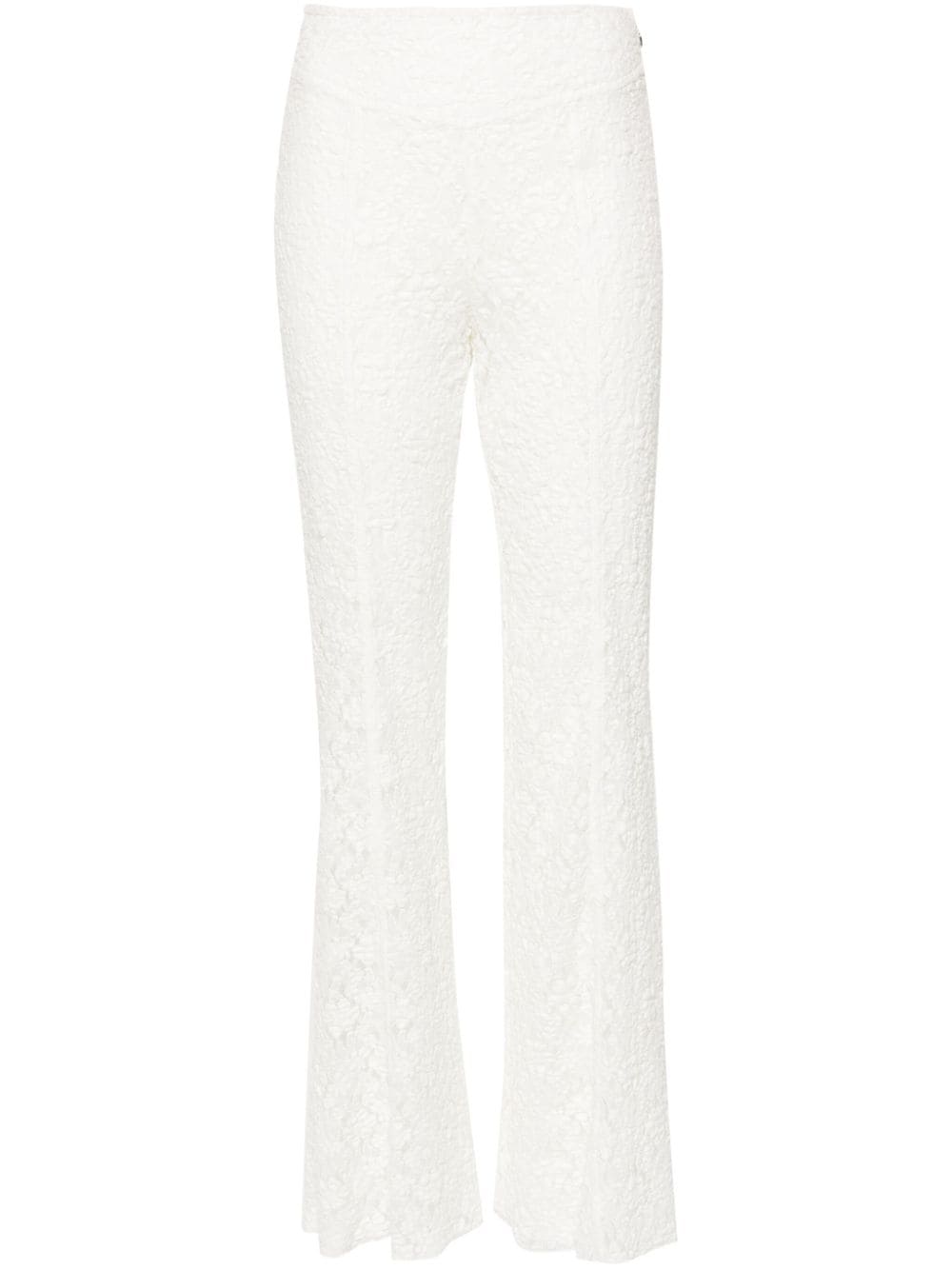floral-lace flared trousers