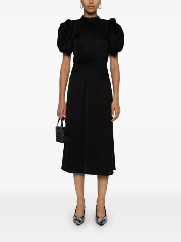 ROTATE BIRGER CHRISTENSEN Vestido Midi Bordado Con Lentejuelas y Mangas  Farol Negro FARFETCH CR