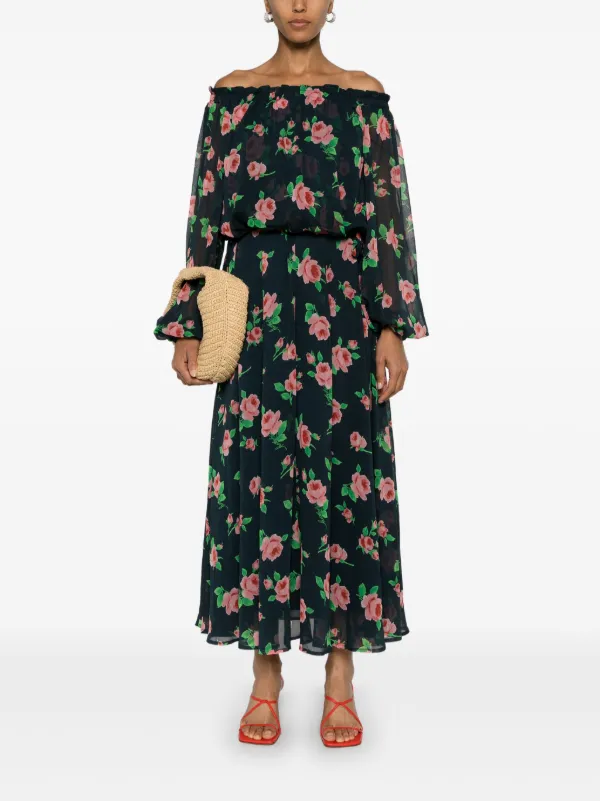 【関税&送料込】Rotate Birger Christensen Long Floral Dress ROTATE BIRGER CHRISTENSEN floral-print Chiffon Maxi Dress