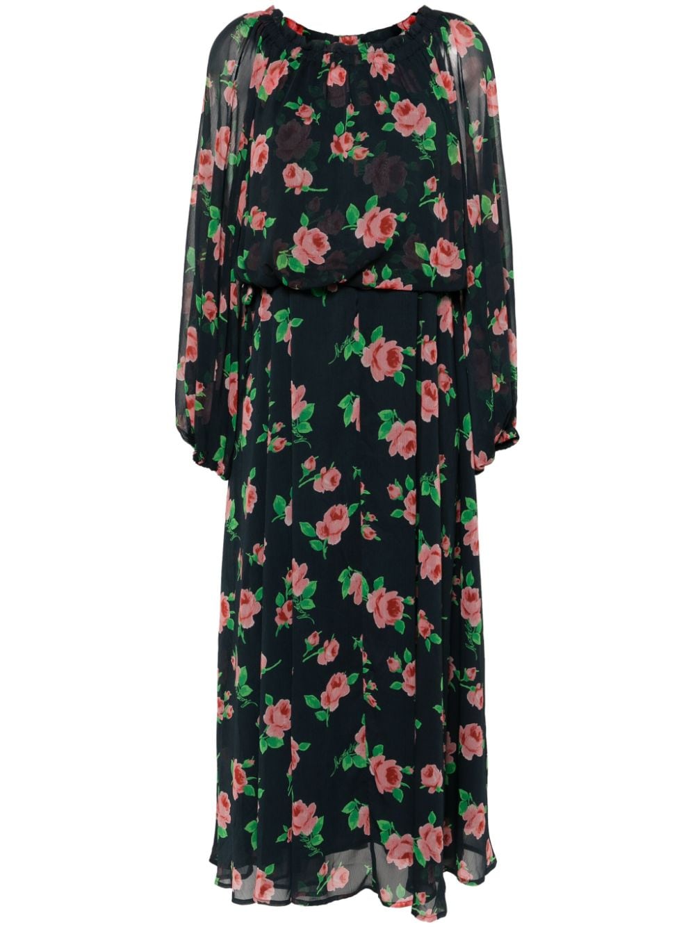 floral-print chiffon maxi dress
