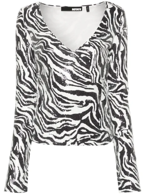 ROTATE BIRGER CHRISTENSEN zebra-print sequinned top