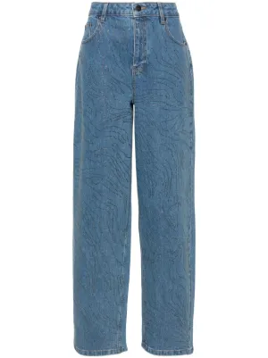 Miu Miu Cotton wide-leg Jeans | Blue | FARFETCH RO