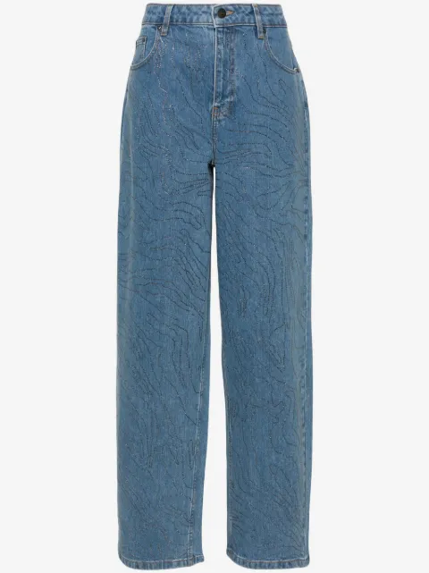 ROTATE BIRGER CHRISTENSEN rhinestone-embellished wide-leg jeans