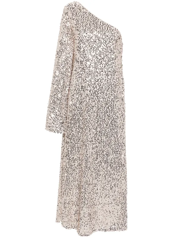 strapless open back dress ADRIANNA PAPELL AP1E210904 ONE SHOULDER BEADED GOWN main image 1