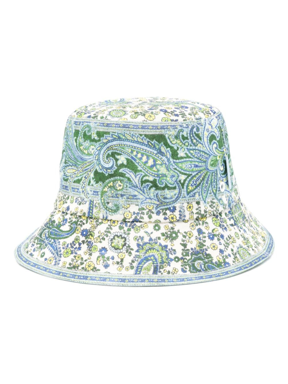 floral-print linen bucket hat