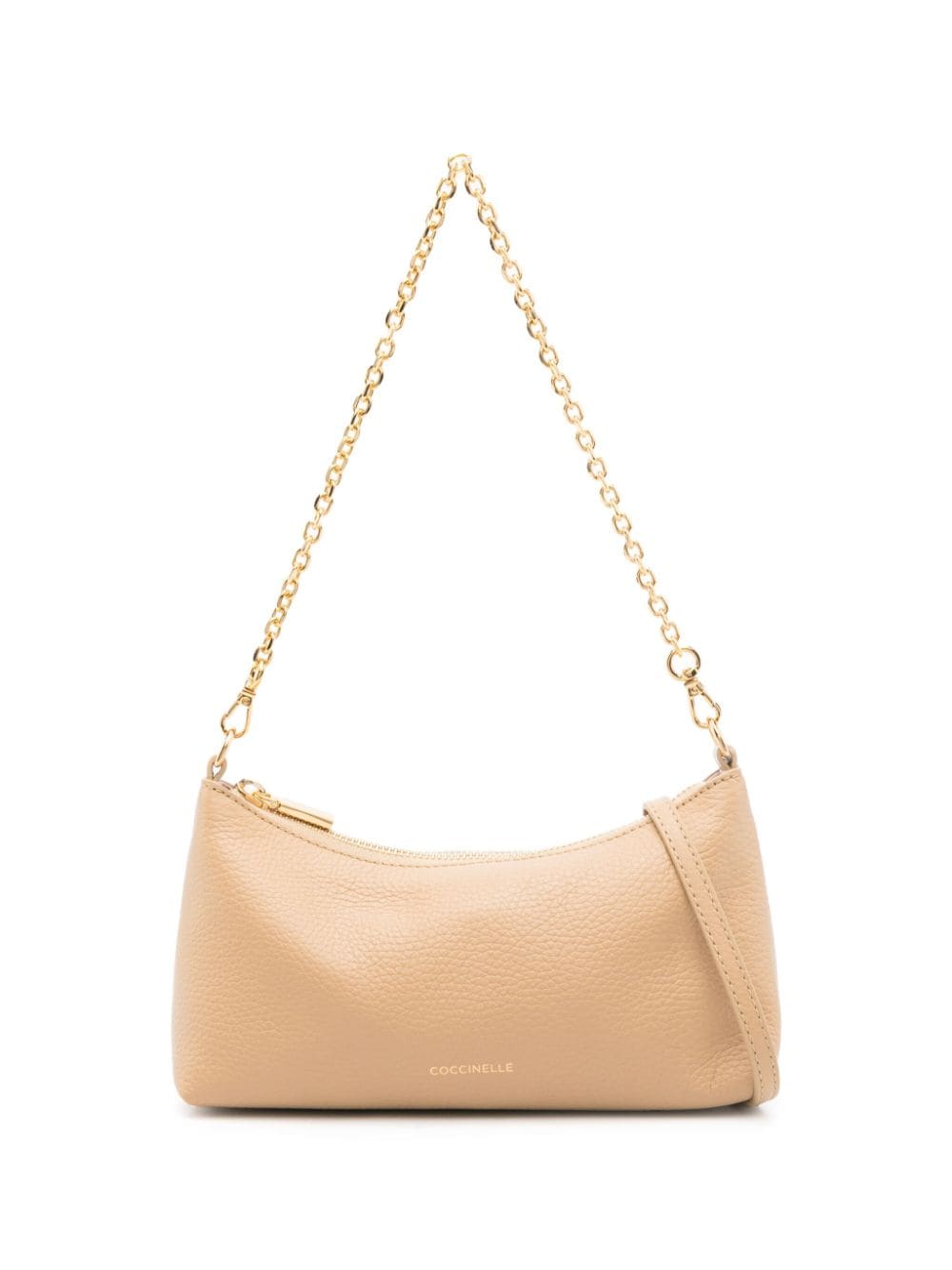 Coccinelle Grained Leather Shoulder Bag In Neutrals