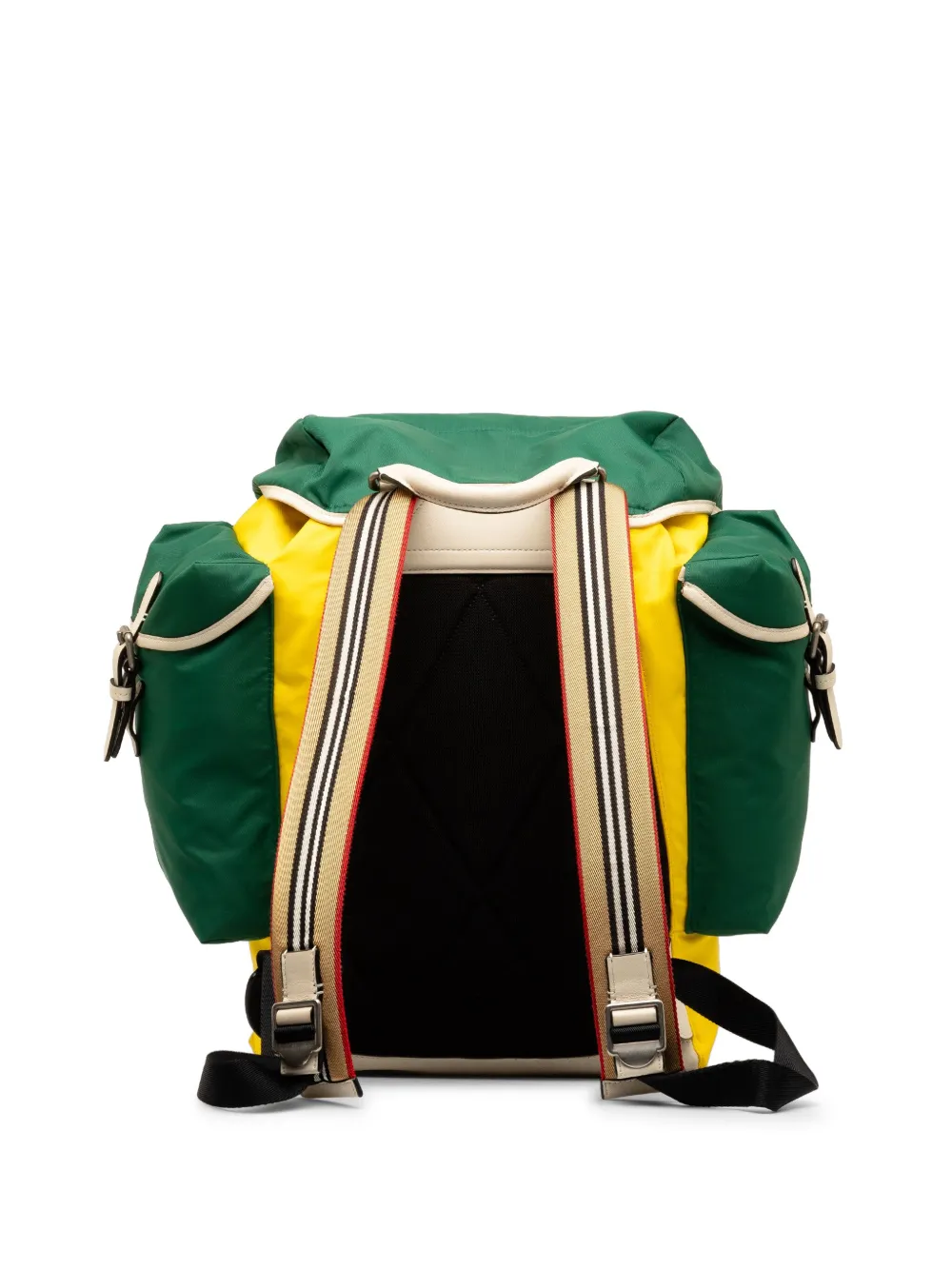 Pre-owned Burberry 2010-2017 Colorblock Nylon Drawstring Backpack In Green