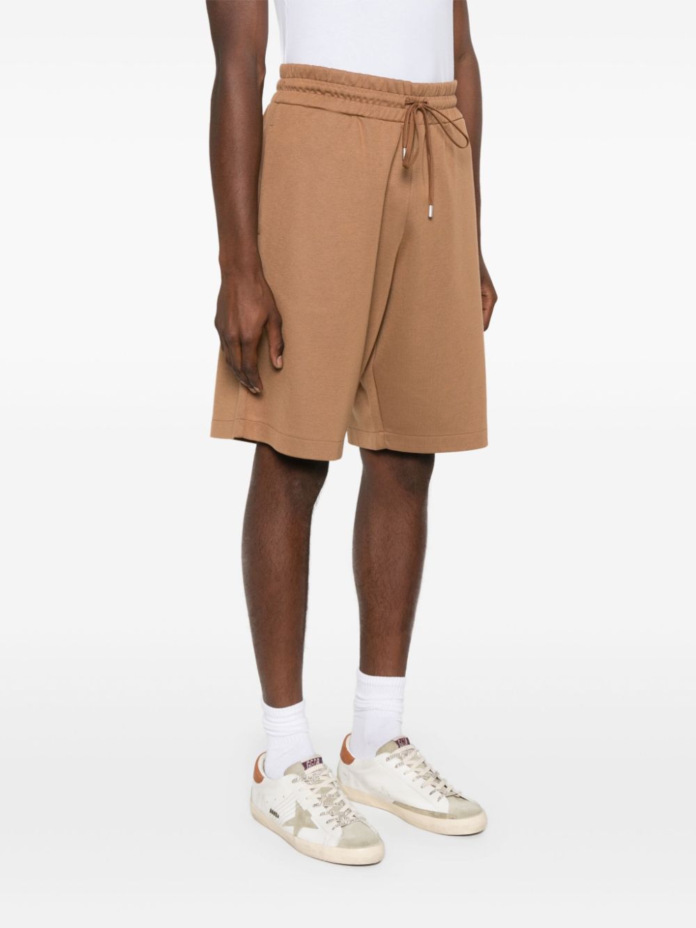 Shop Lardini Drawstring-waist Track Shorts In Brown