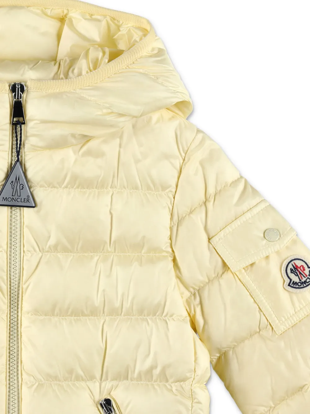 Moncler Enfant Donsjack met logo Geel