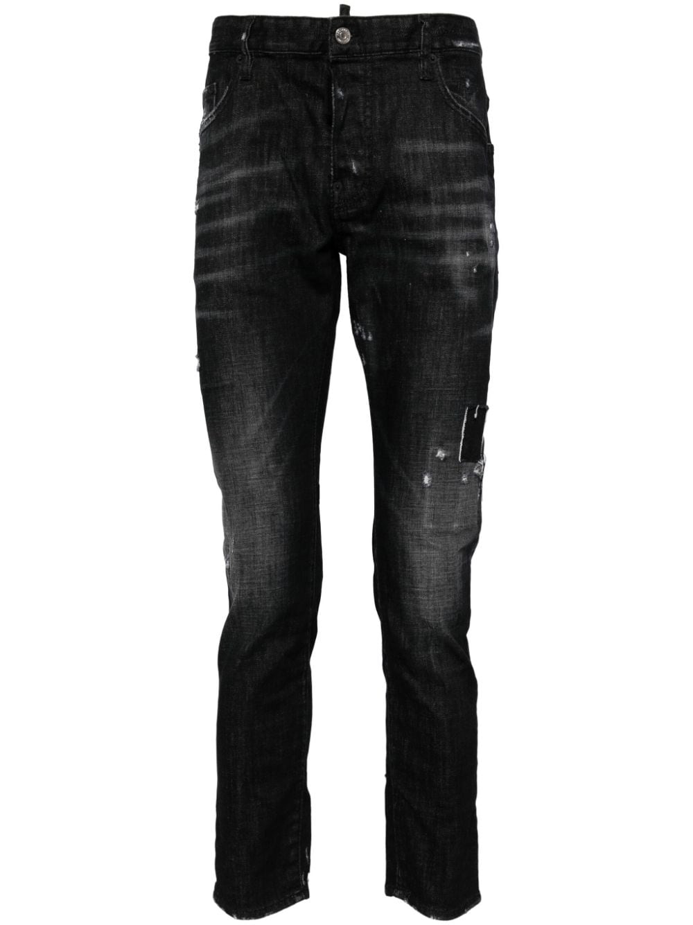 slim-fit distressed-effect jeans