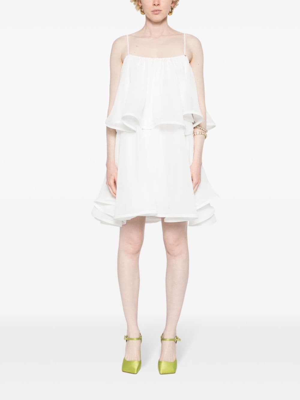 Shop Nissa Layered Chiffon Mini Dress In White
