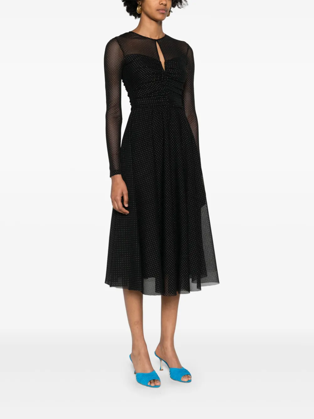 NISSA Flared midi-jurk met studs Zwart