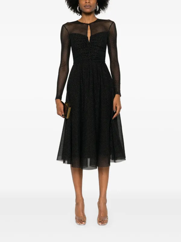 Nissa Studded Flared Midi Dress - Black