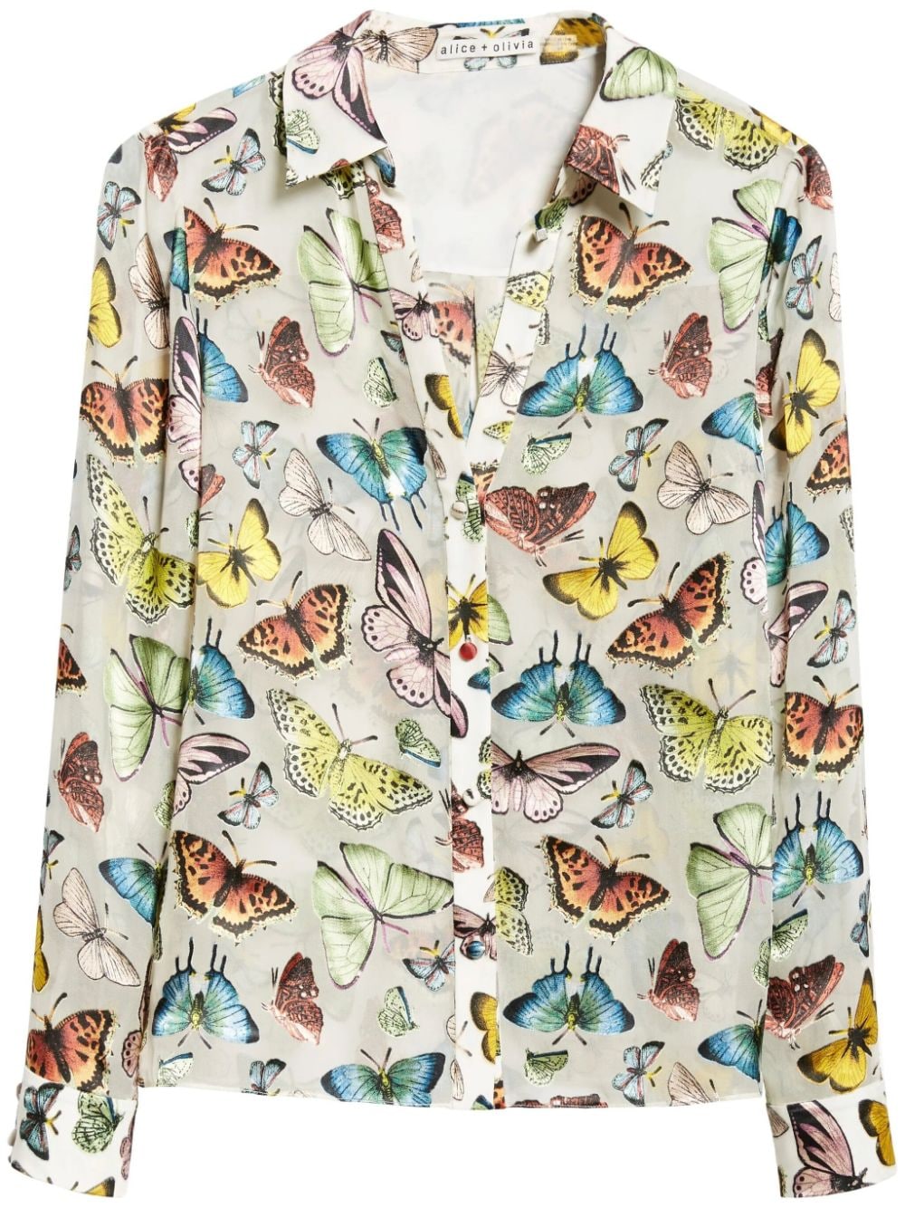 Shop Alice And Olivia Eloise Butterfly-print Shirt In White