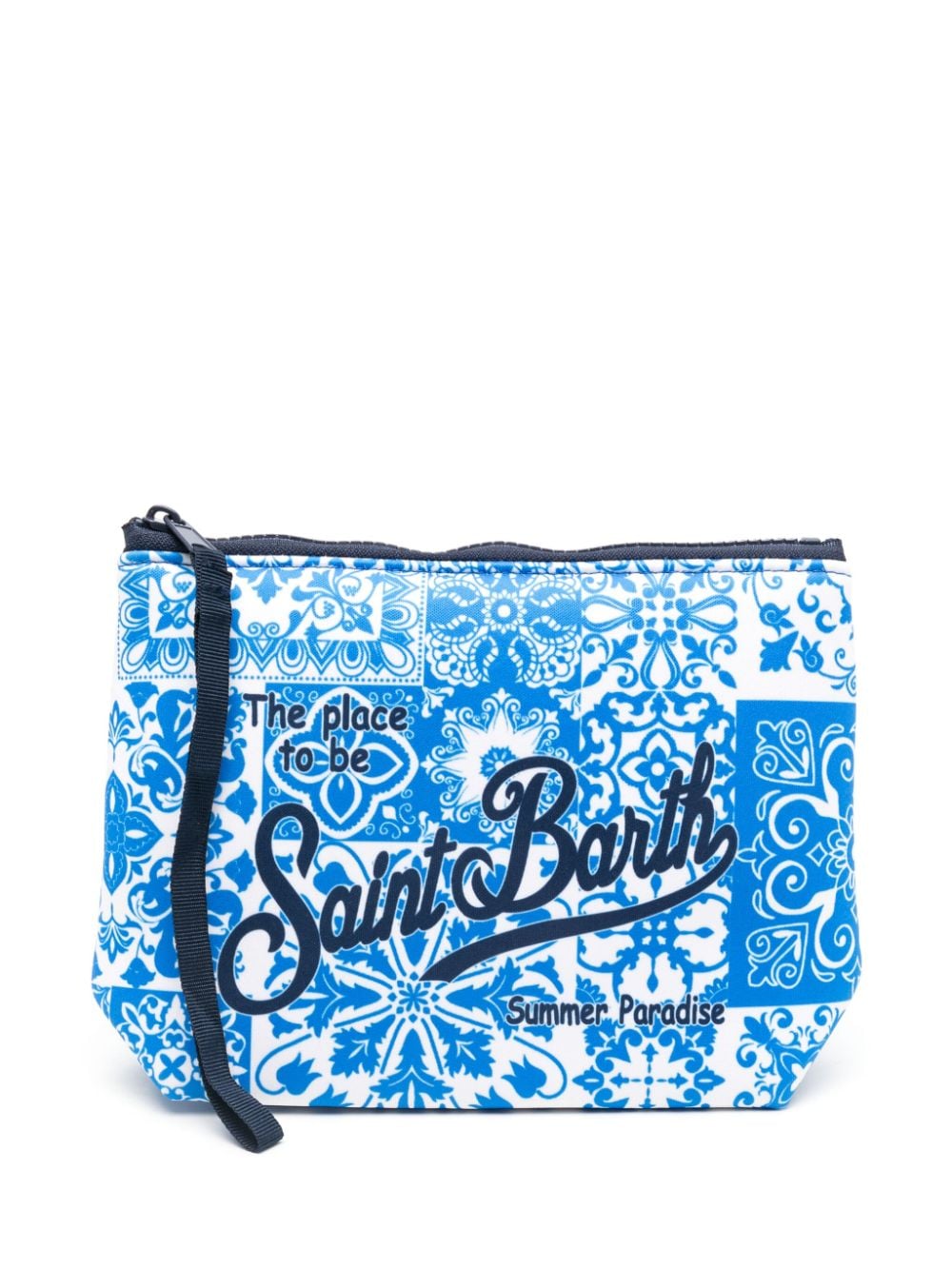 Mc2 Saint Barth Aline Majolica-print Wash Bag In Blue