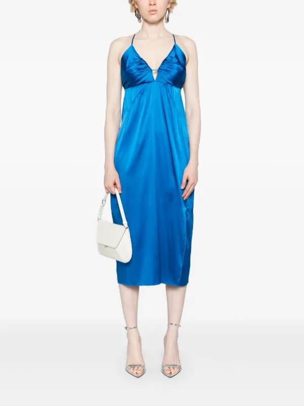 Calvin Klein Open Back Midi Slip Dress - 38 - Blue - Women