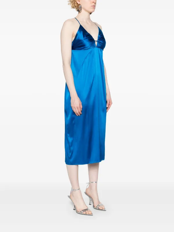 Calvin Klein Vestido Midi Con Cuello En V Azul FARFETCH CO