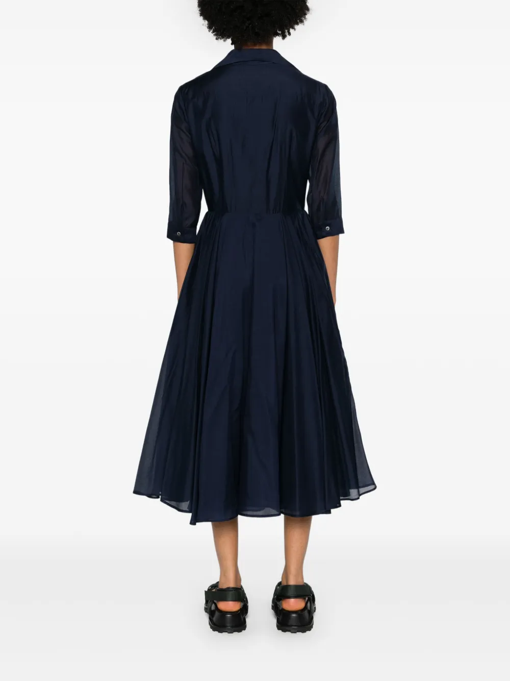 Shop Drhope Flared Midi Shirtdress In Blue