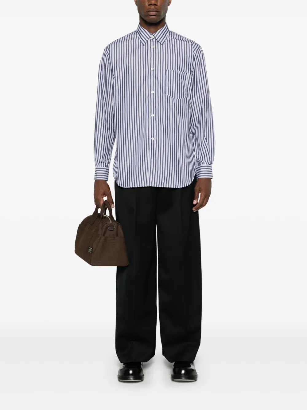 Comme Des Garçons Shirt Gestreept katoenen overhemd - Blauw