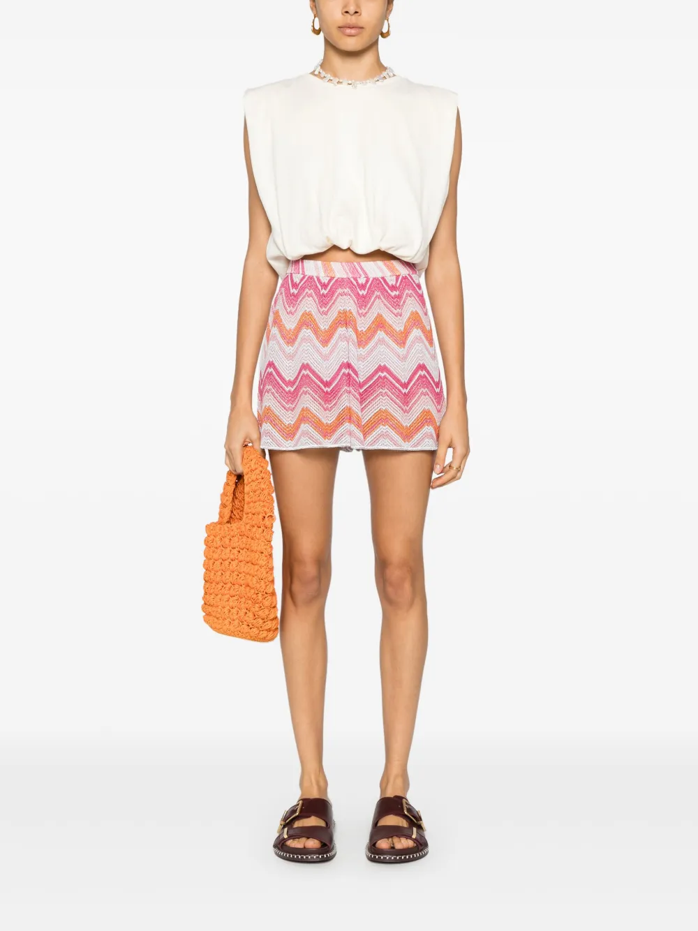 Missoni Doorzichtige metallic shorts met zigzag-patroon - Roze