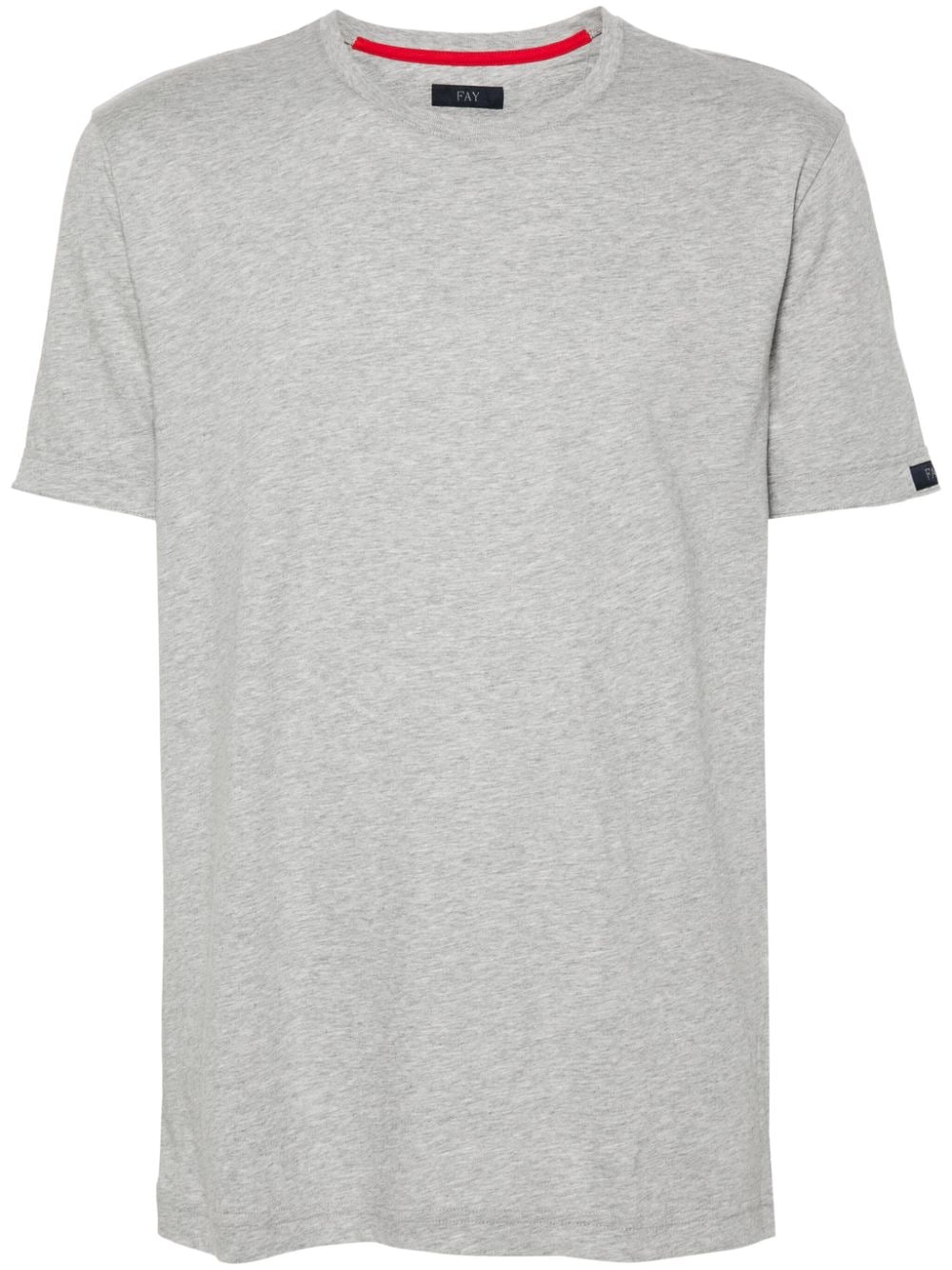 Fay Logo-patch Cotton T-shirt In Grey