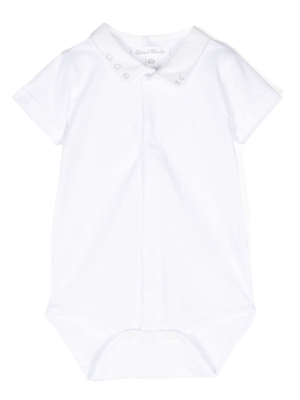 Tartine Et Chocolat Babies' Embroidered-motif Jersey Body In White