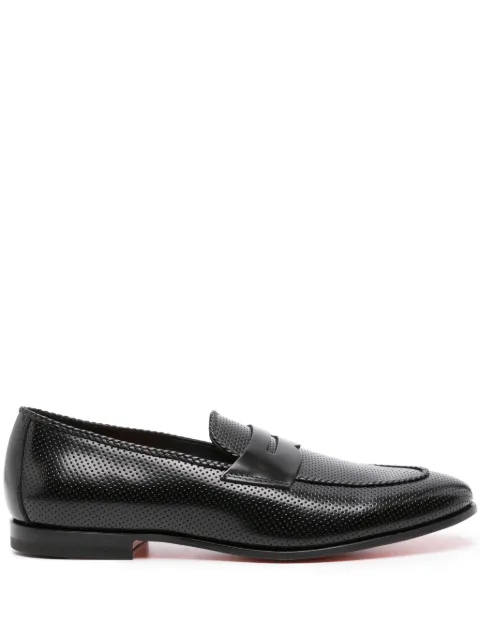 Santoni perforated leather penny loafers