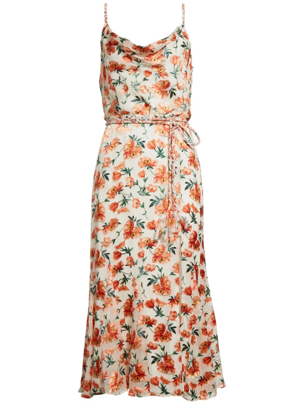 Alice And Olivia Lissa Floral-print Midi Dress In Neutrals