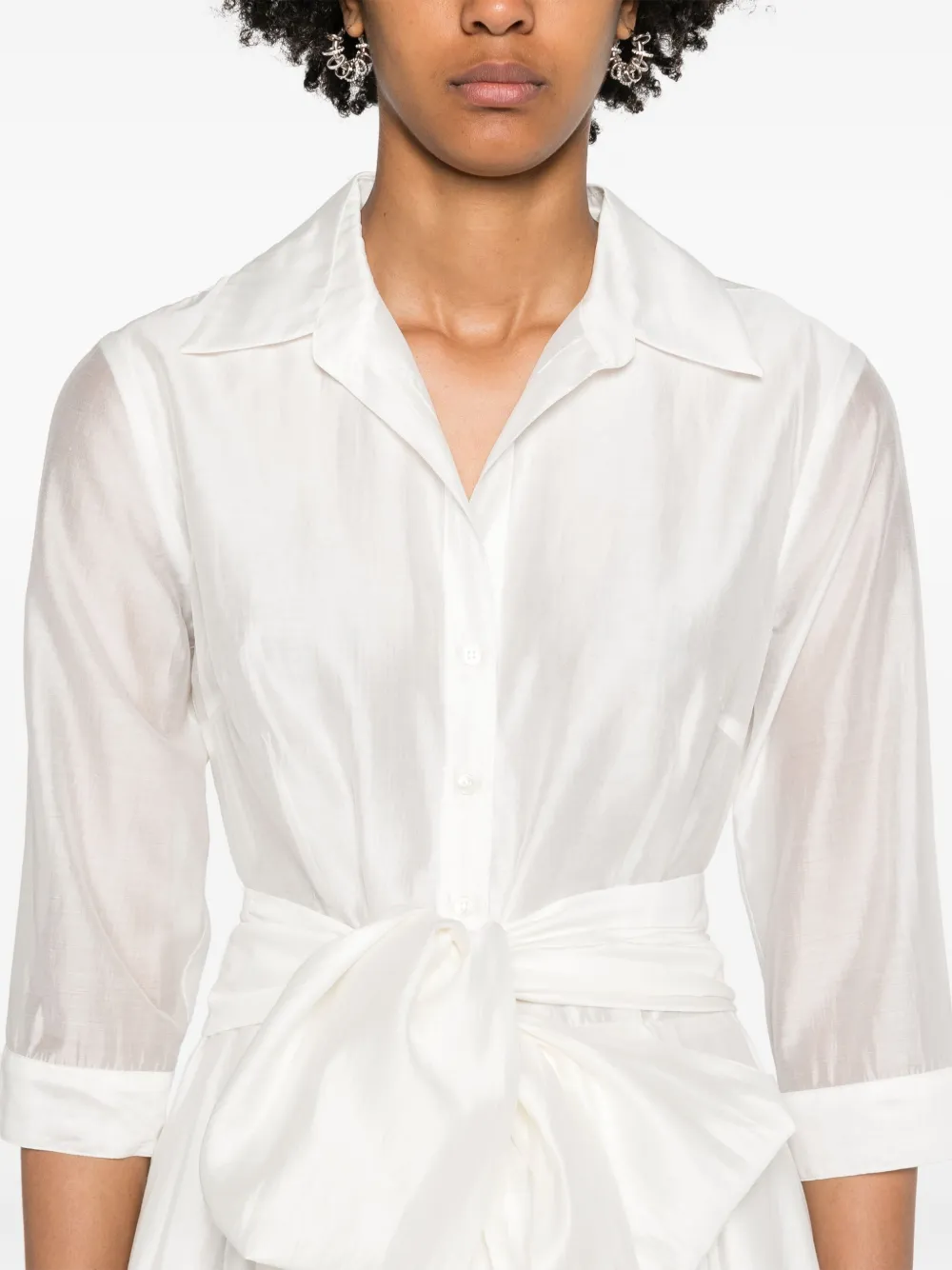 Shop Drhope Flared Midi Shirtdress In White