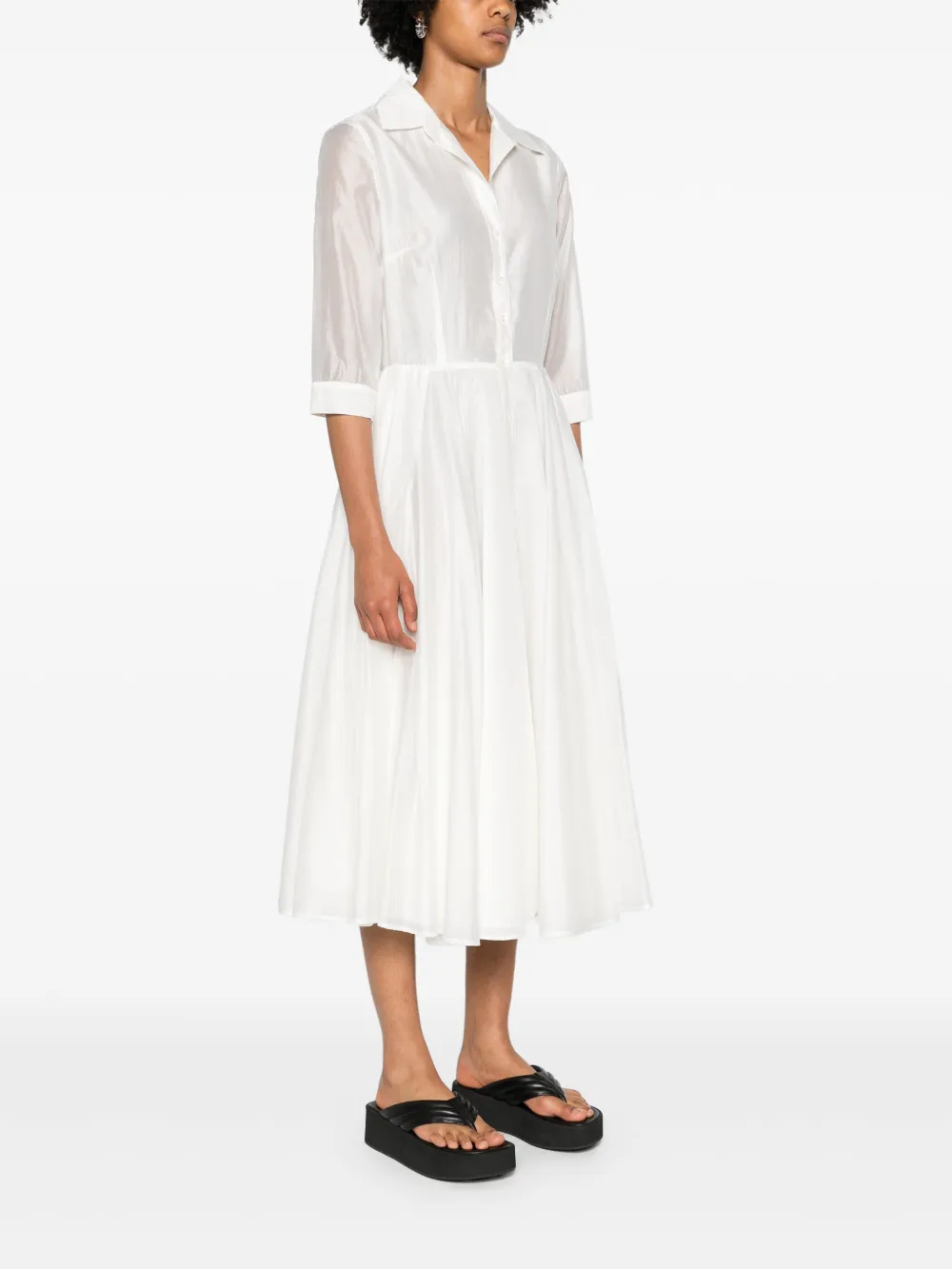 Shop Drhope Flared Midi Shirtdress In White