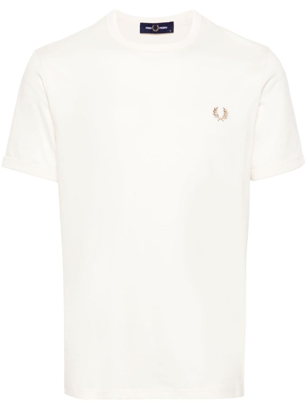 Fred Perry Logo-embroidered Cotton T-shirt In Neutrals