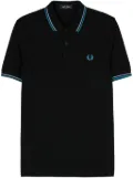 Fred Perry logo-embroidered cotton polo shirt - Black