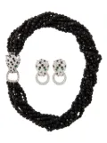 Susan Caplan Vintage 1990 Kenneth Jay Lane necklace and earrings set - Black