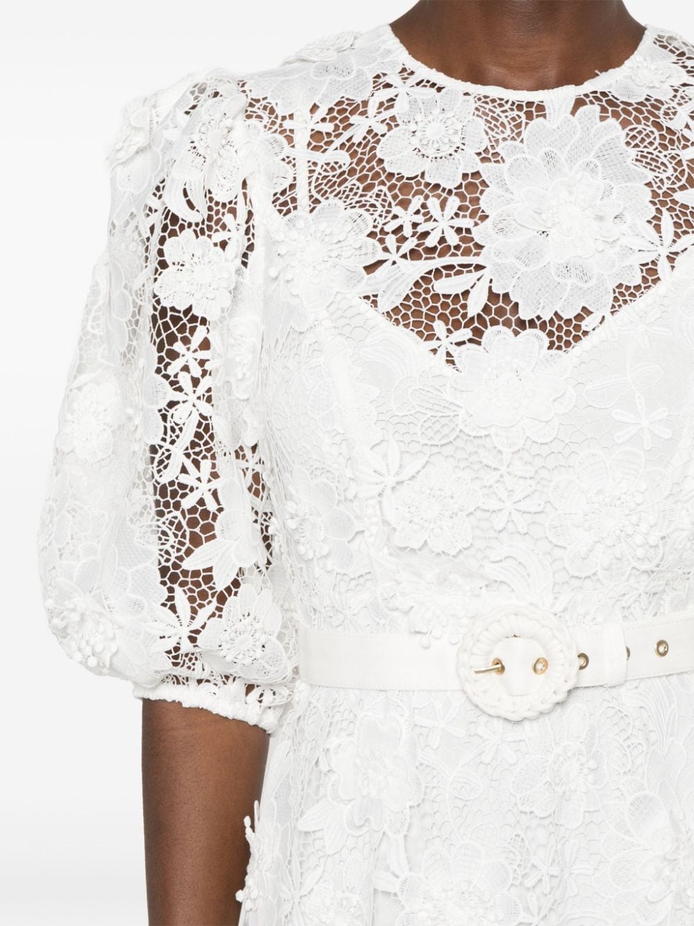 Shop Zimmermann Halliday Lace Flower Midi Dress In White