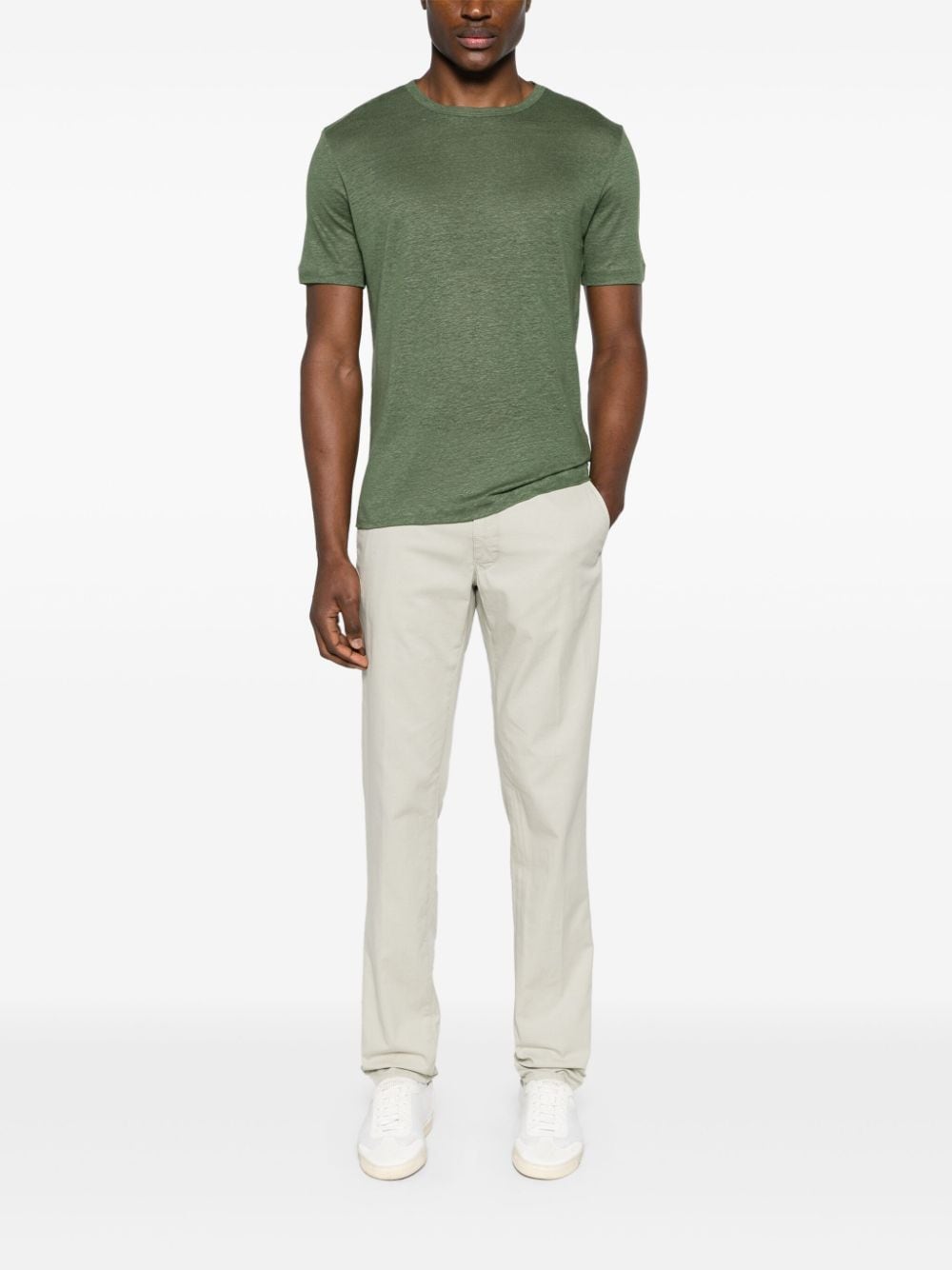 Incotex Mid-rise Tapered Trousers In Green