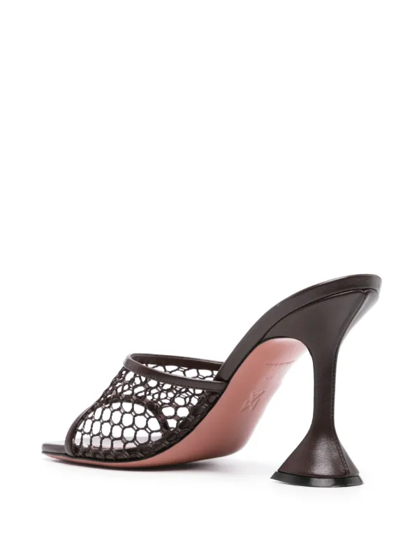 Amina Muaddi Lupita 95mm Mesh Mules | Brown | FARFETCH