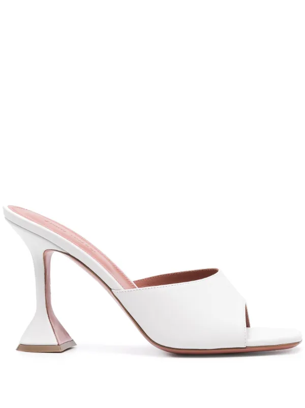 Amina Muaddi Lupita Leather Sandals in White