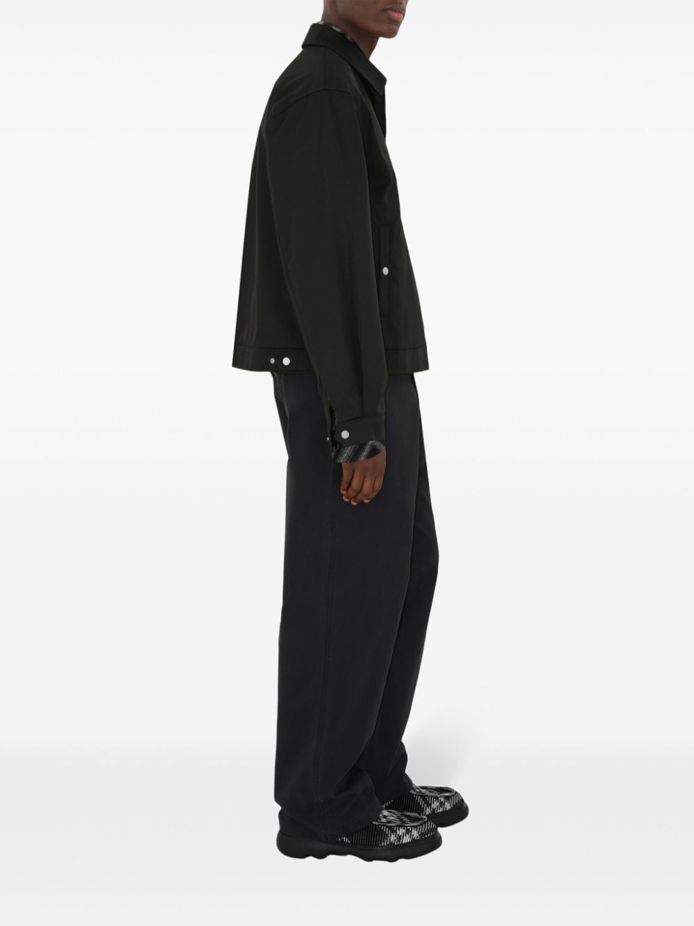 Shop Burberry Mid-rise Wide-leg Trousers In Black