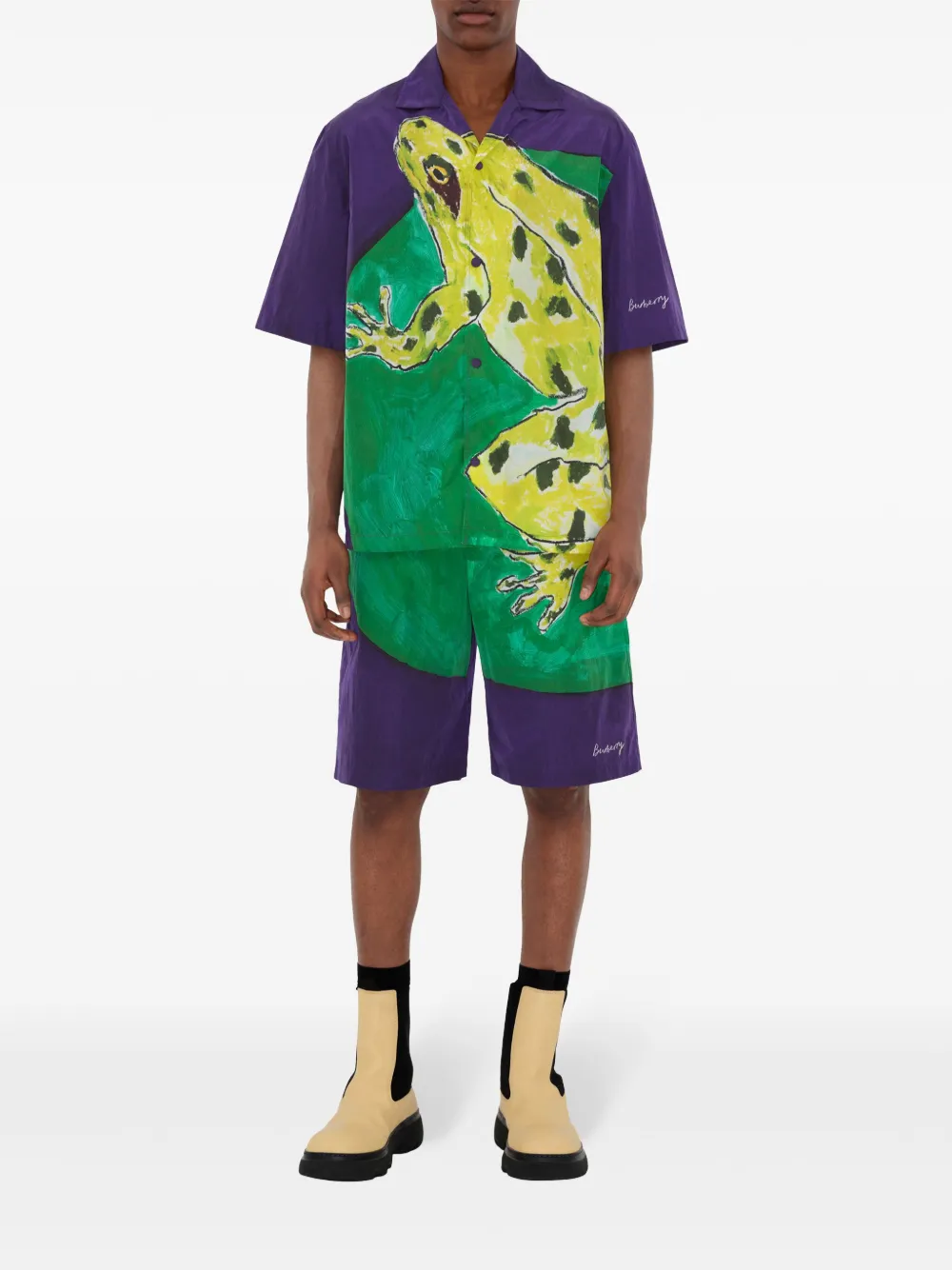 Burberry Elastische shorts met print Grijs